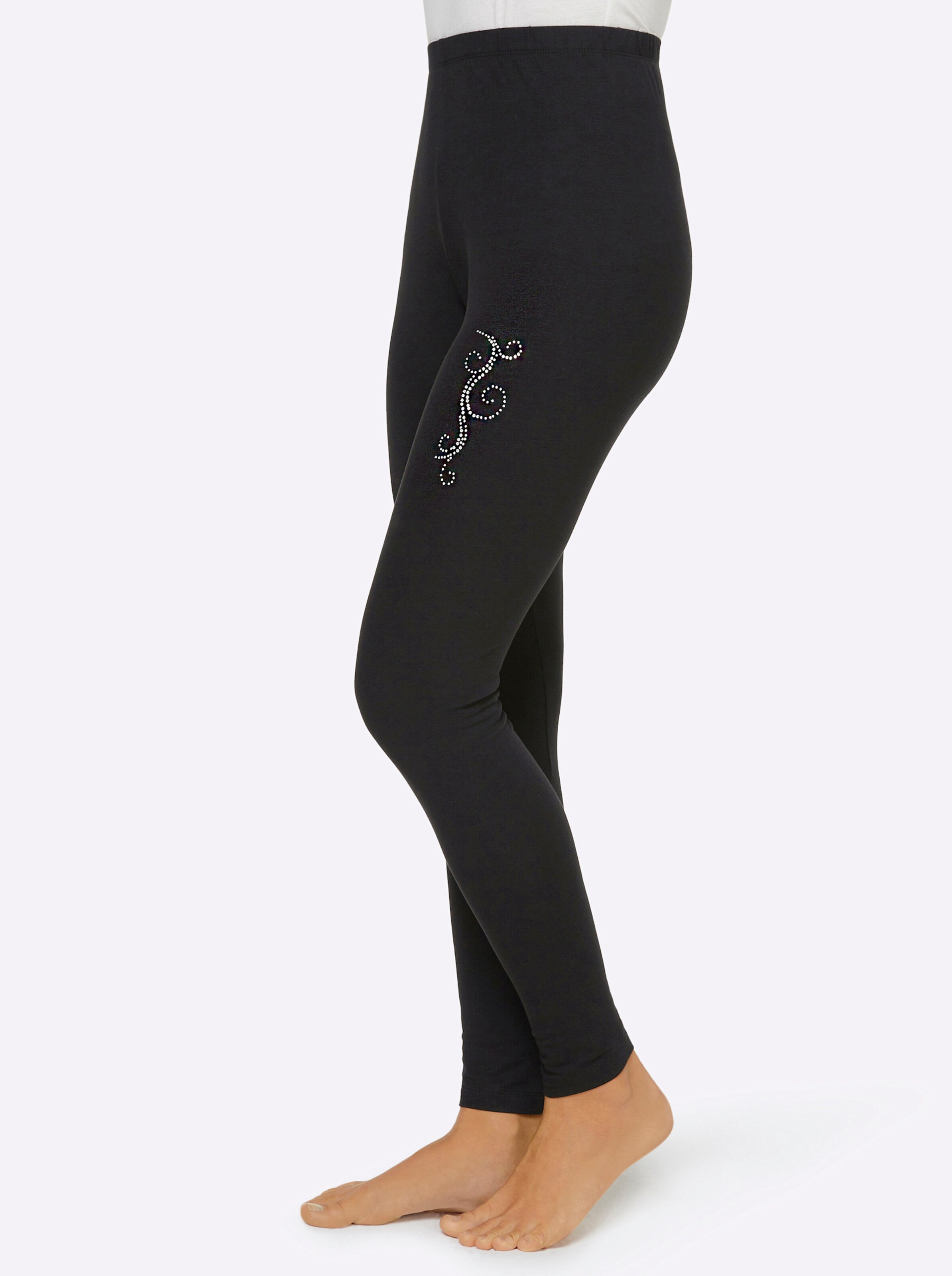 feel good Leggings in schwarz + grau-meliert