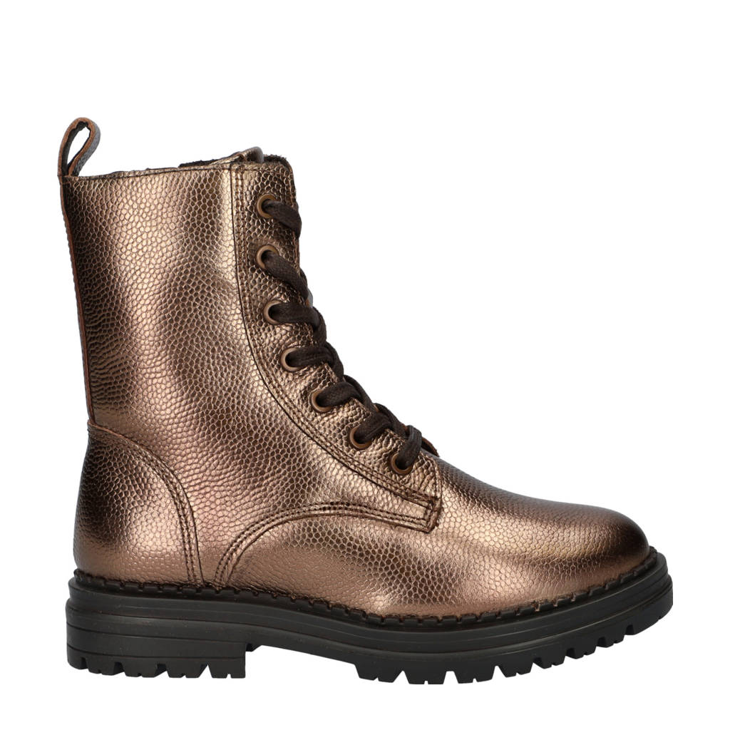 Nelson Kids leren veterboots brons