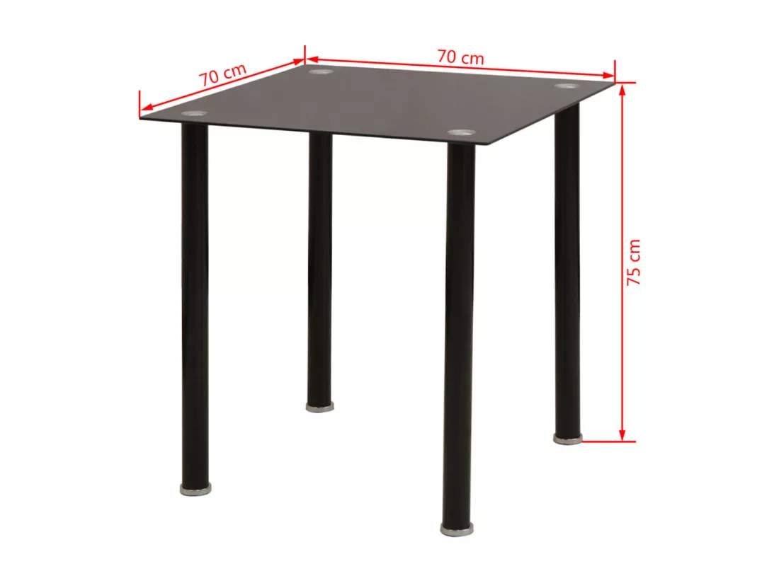 Ensemble de table et chaise de salle à manger 3 pièces noir