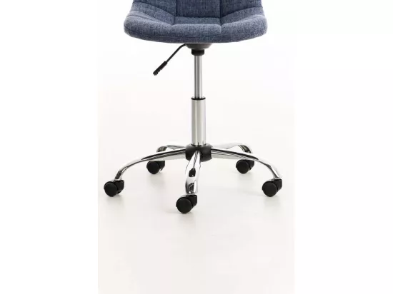 Chaise de bureau - Tissu & Métal chromé - Bleu - Emil