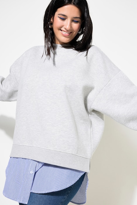 Sweatshirt, oversized, Layering-Look, Blusen-Details