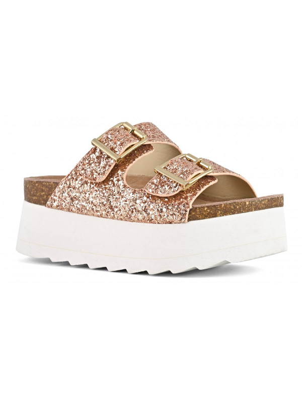 Colors Of California - Mules Plateforme Rose Gold