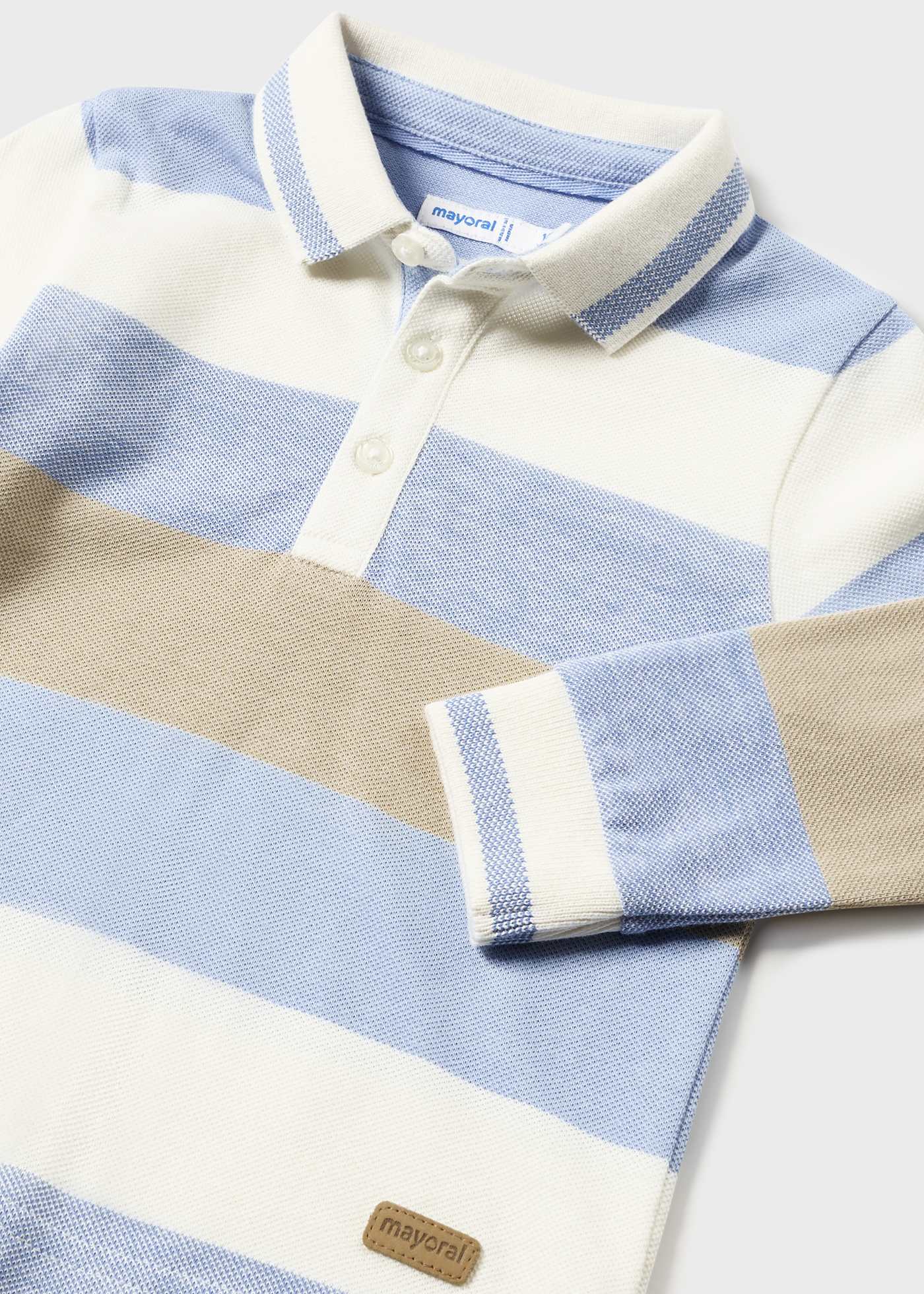 Camisa polo infantil Better Cotton em piqué com listras