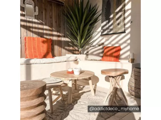 Lot de 2 tables basses de jardin en teck - Naturel clair - TULUM de MYLIA