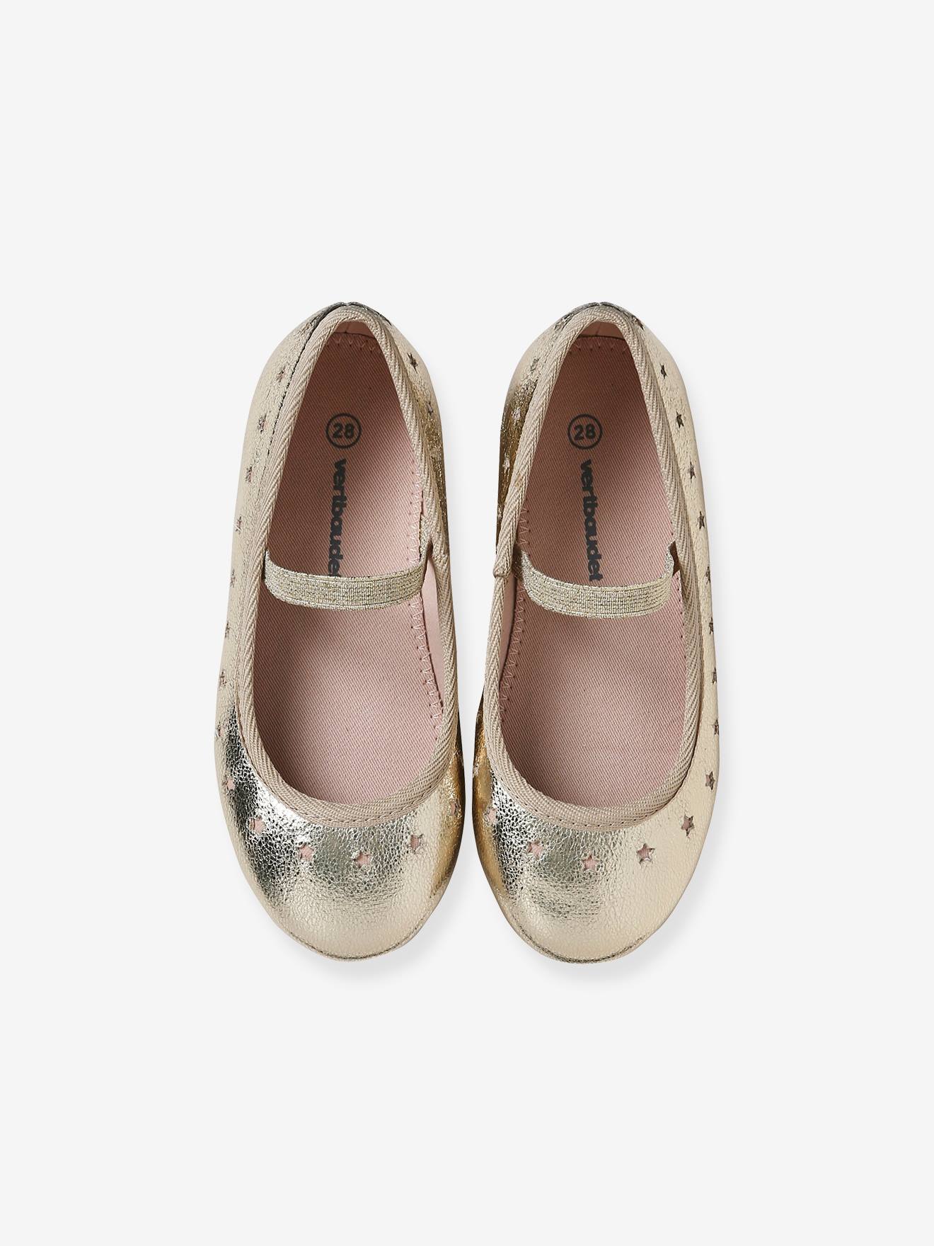 Sapatilhas de ballet iridescentes para meninas, douradas