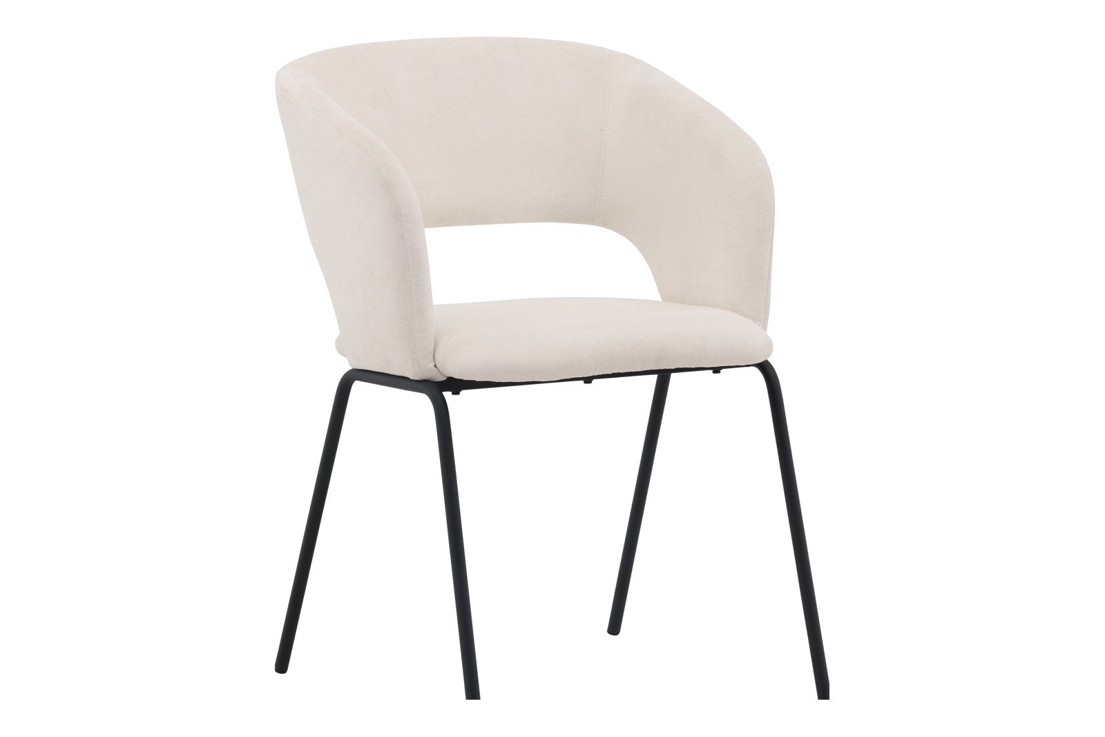 Day Spisestol. Sett av 2. Sett av 2. Offwhite tekstil med sorte stålben.