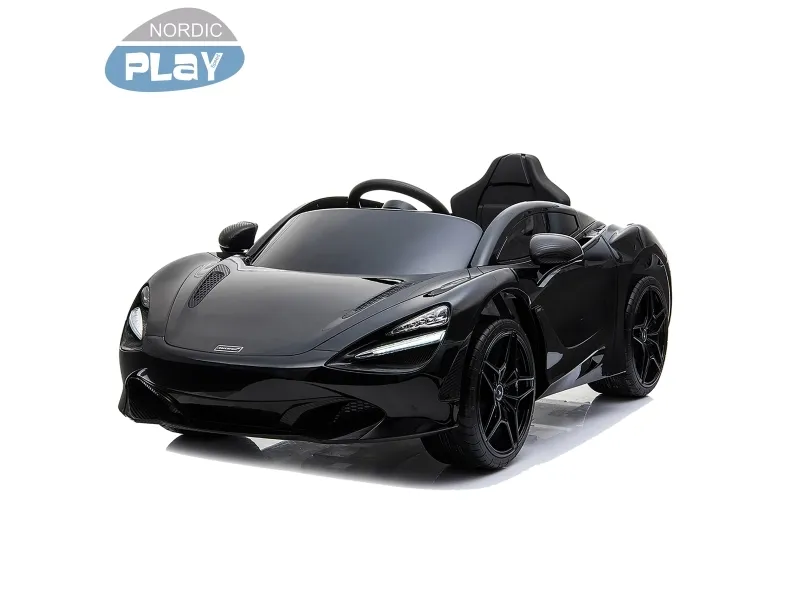 Elbil McLaren 720S 12V, med gummihjul og lædersæde, NORDIC PLAY Speed sort (805-759)