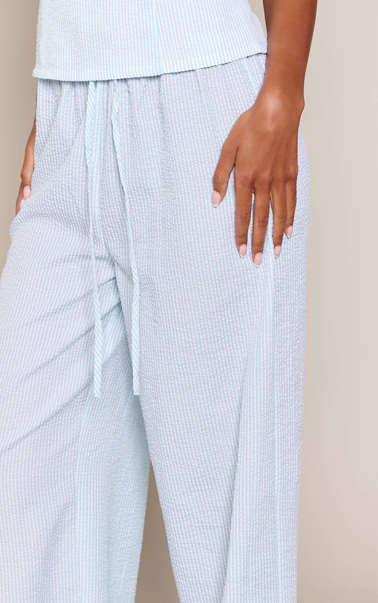 Bleu Pantalon Tall À Rayures Fines Avec Taille Élastiquée
