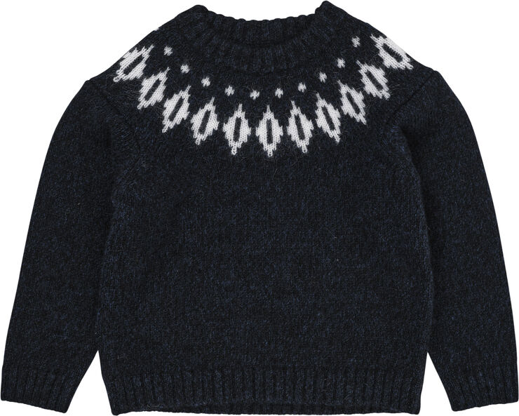 Copenhagen Colors WOOL ICELAND BLOUSE Navy/cream combi