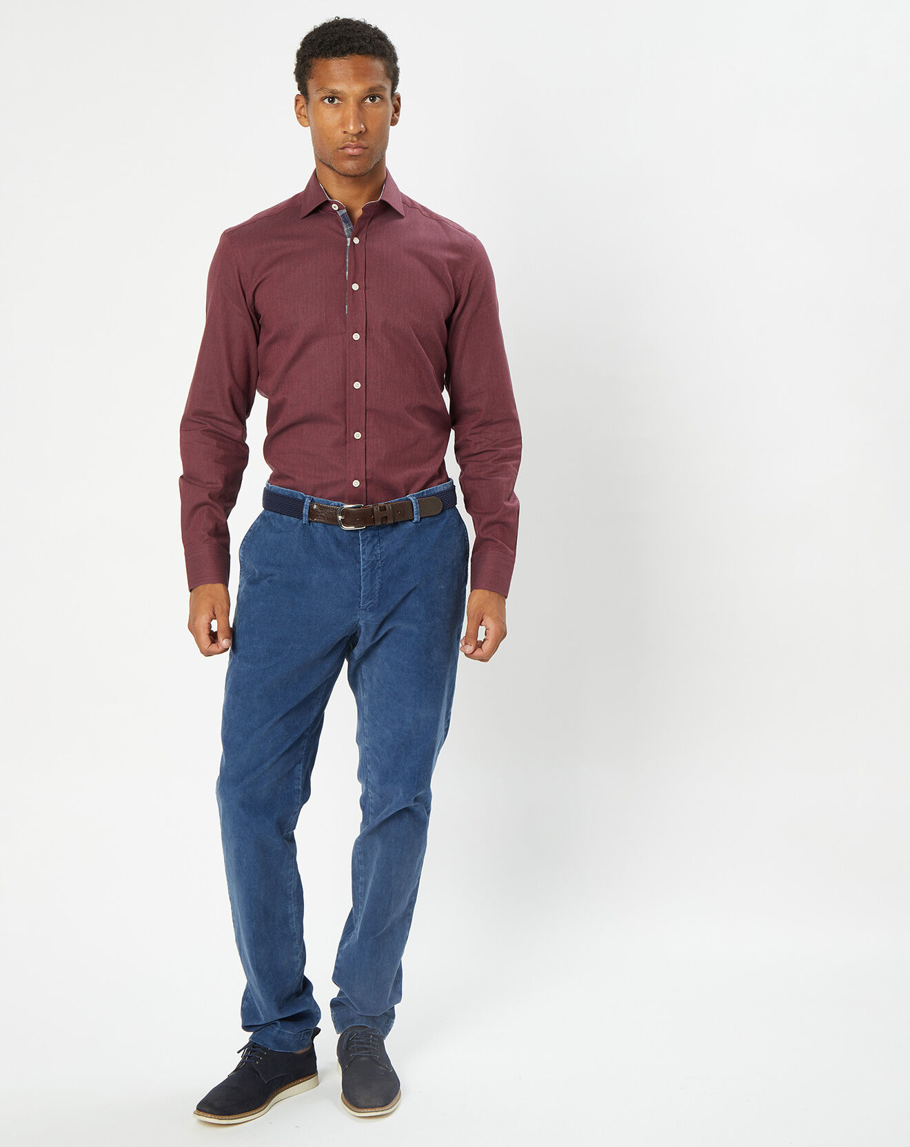 Hackett London Chemise Slim Fit en Flanelle à imprimé Chevron rouge foncé