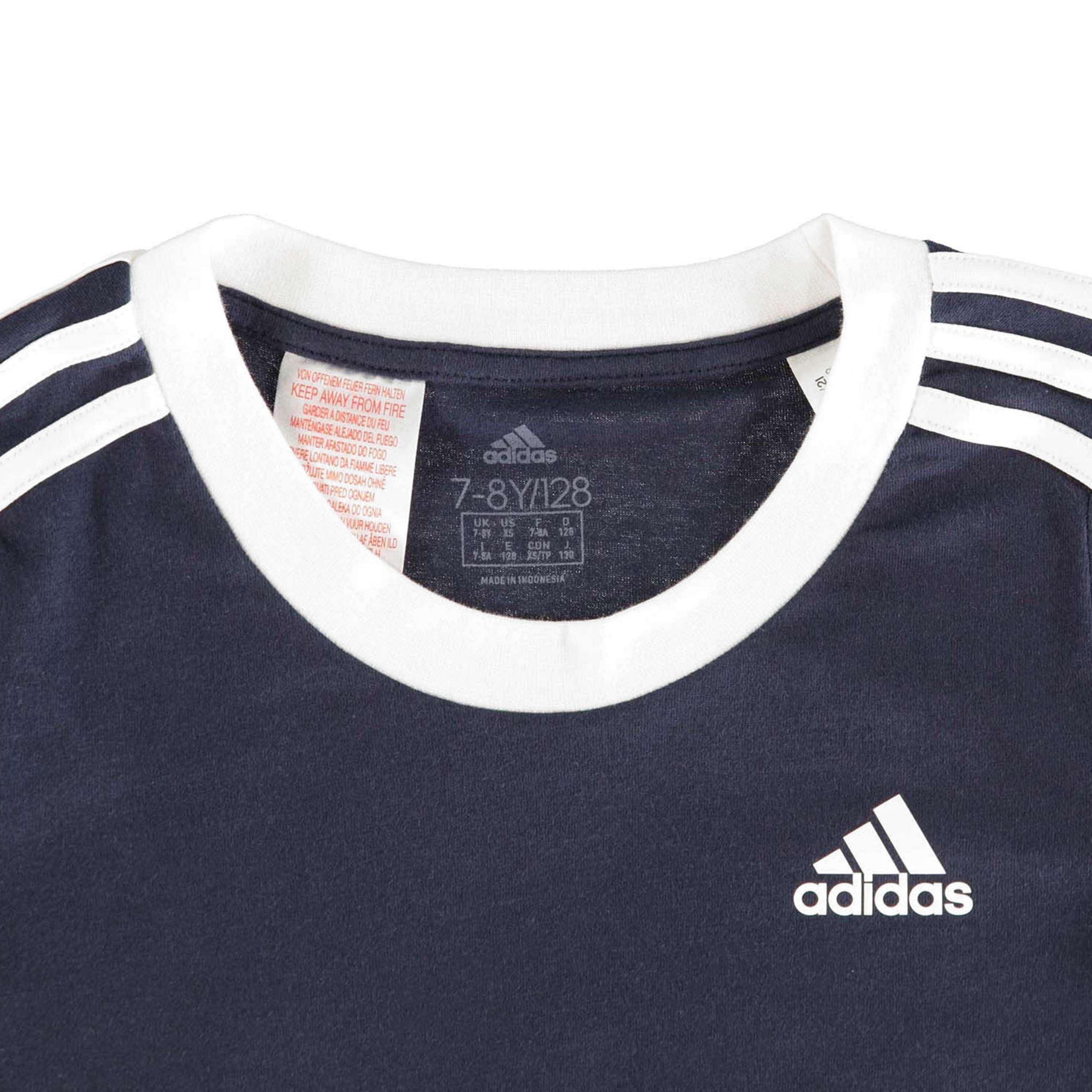 adidas Essentials 3 Stripe T-Shirt Junior Girls
