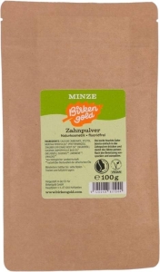 Birkengold Zahnpulver Minze Nachfüllbeutel, 100g