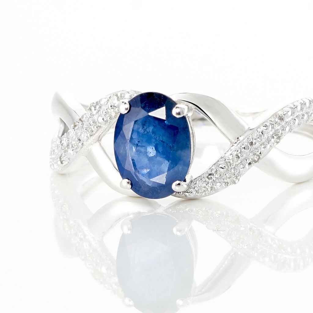 Bague Jess Or Blanc Saphir Et Diamant