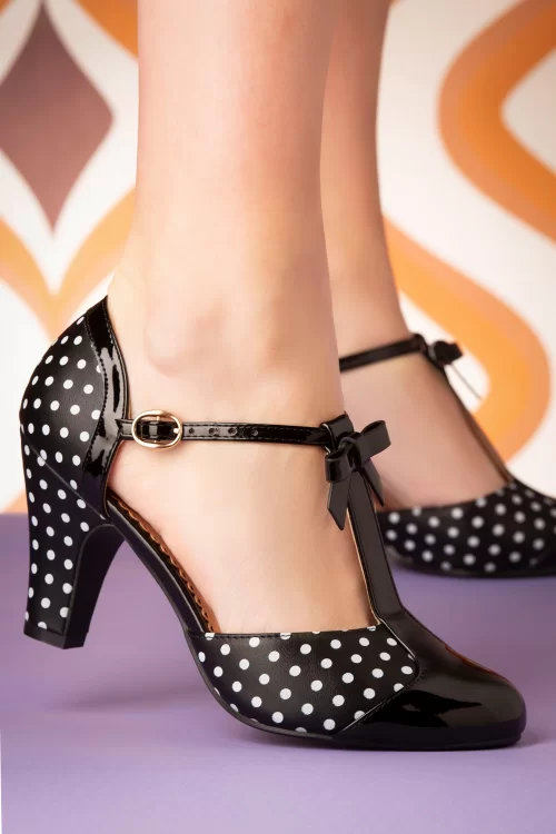 Banned Retro Kelly Lee t-strap pumps in zwart