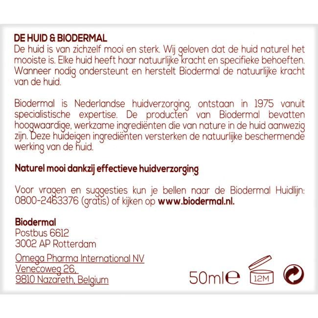 Biodermal Dagcrème Droge & Gevoelige Huid SPF 15 50 ML