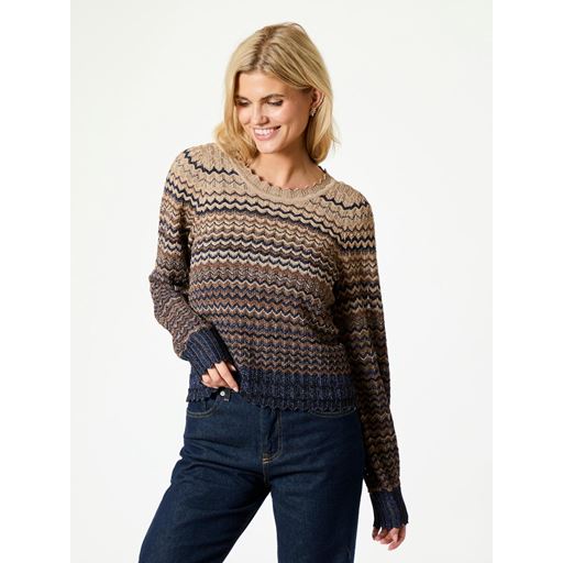 Neo Noir Dito Chevron Knit Striktrøje, Navy, 36