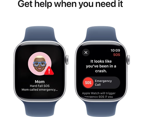 Apple Watch Series 10 GPS 46mm Silver Aluminium Case with Denim Sport Band - M/L
