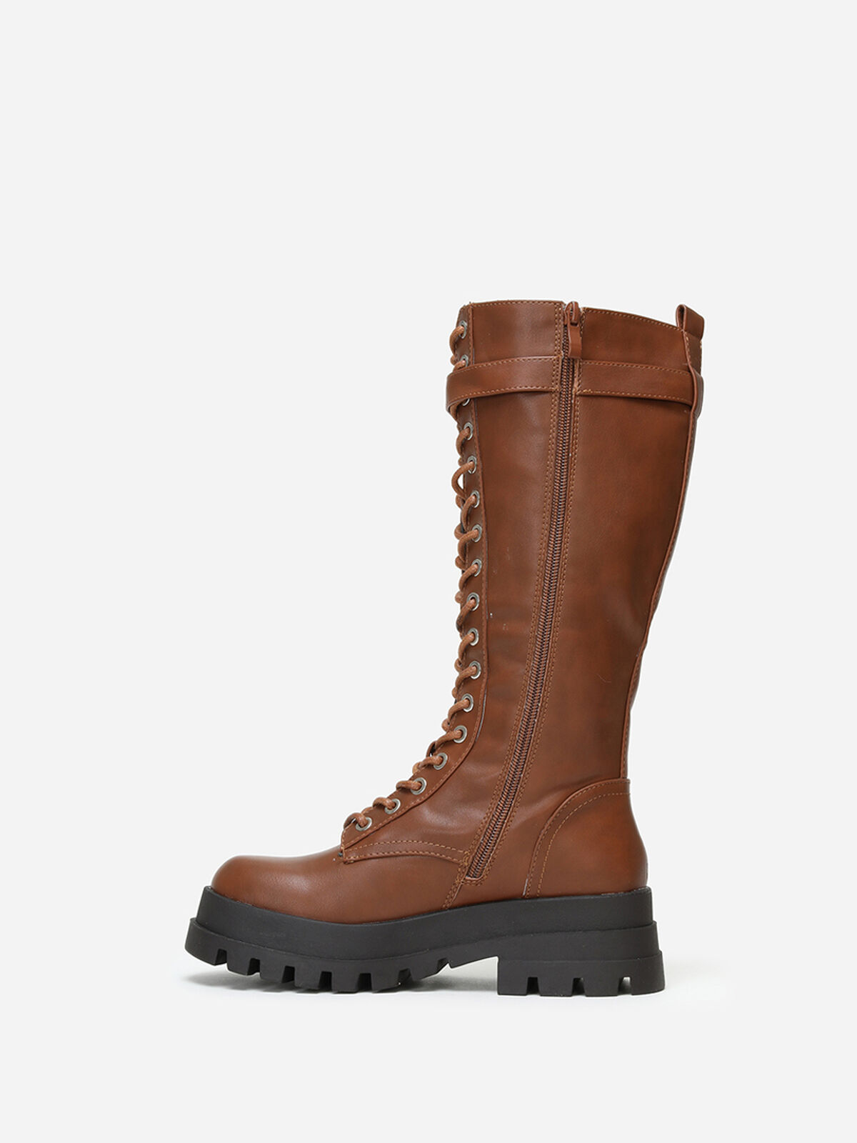 Bottes rangers à plateforme crantée- Camel