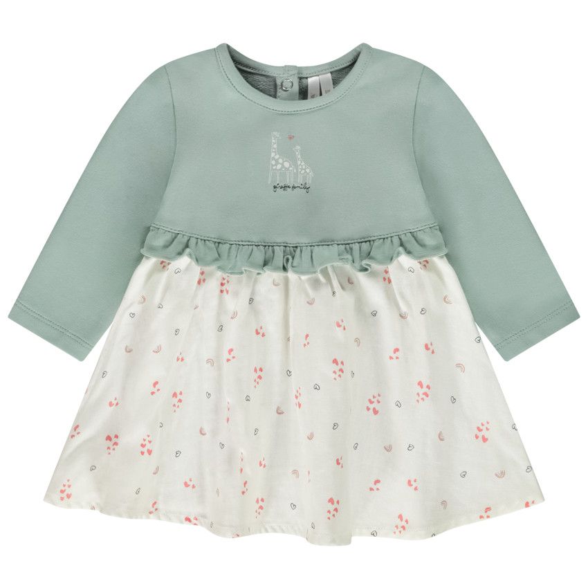 Robe effet 2 en 1 imprimé fantaisie pour bébé fille - Vert