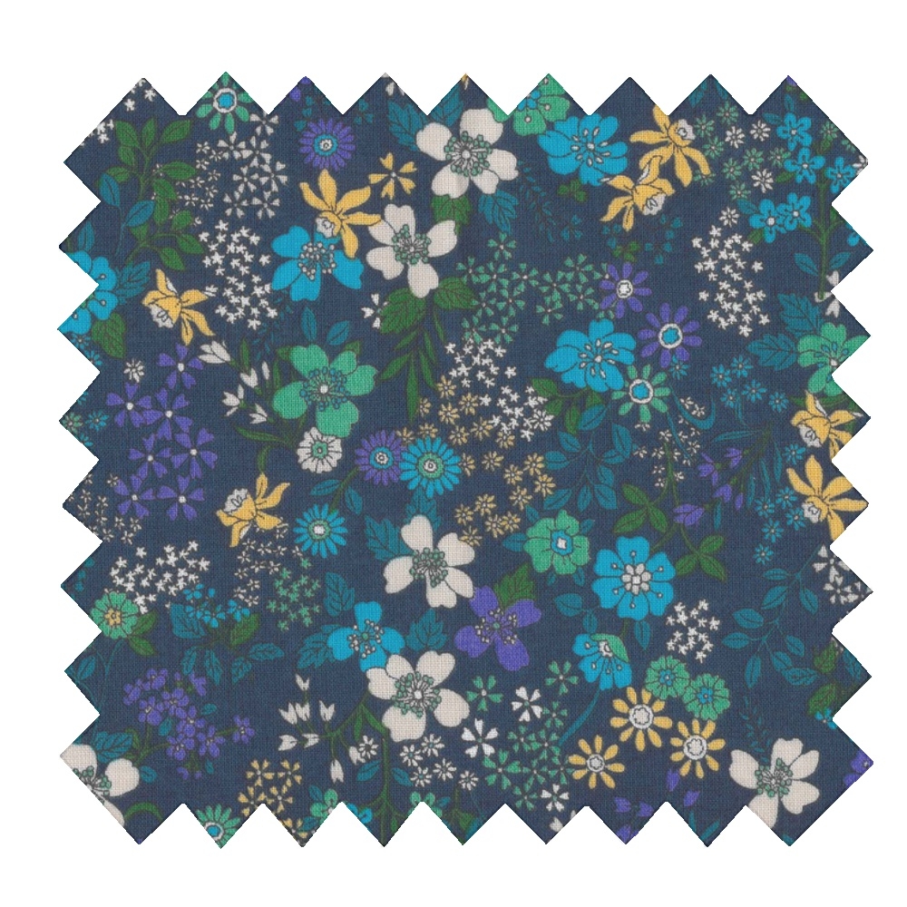 Tissu Coton Au Mètre Ex2340 Mini Fleuri Bleu Vert
