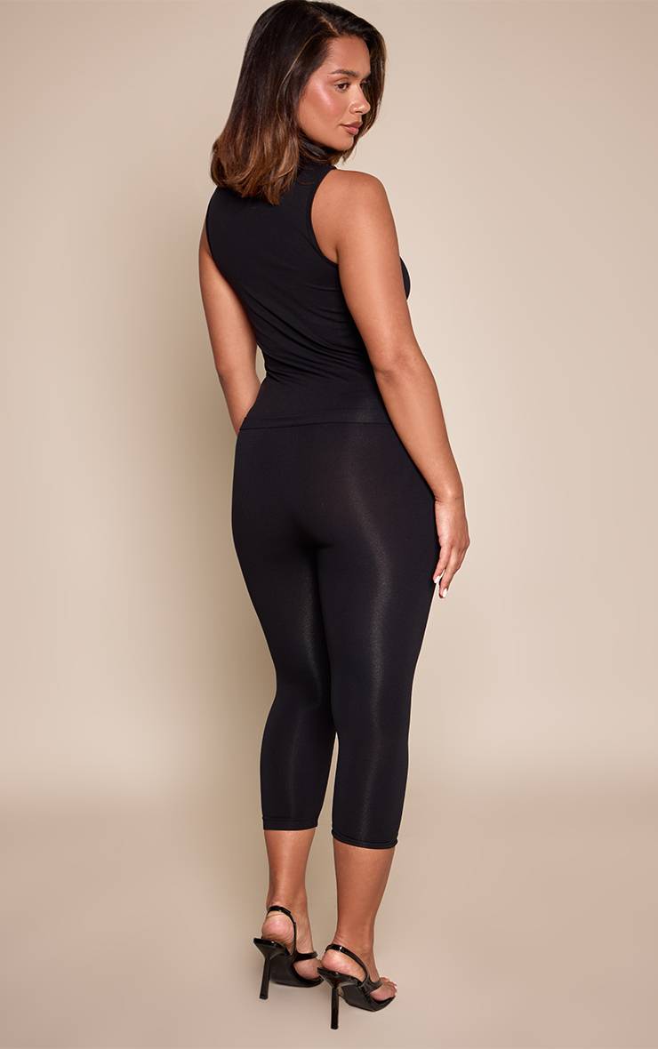 Noir Legging Capri Taille Haute Sans Couture Sculptant Shape