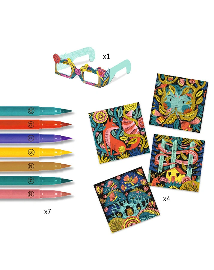 Filzstift-Malset FANTASY FOREST 3D 12-teilig
