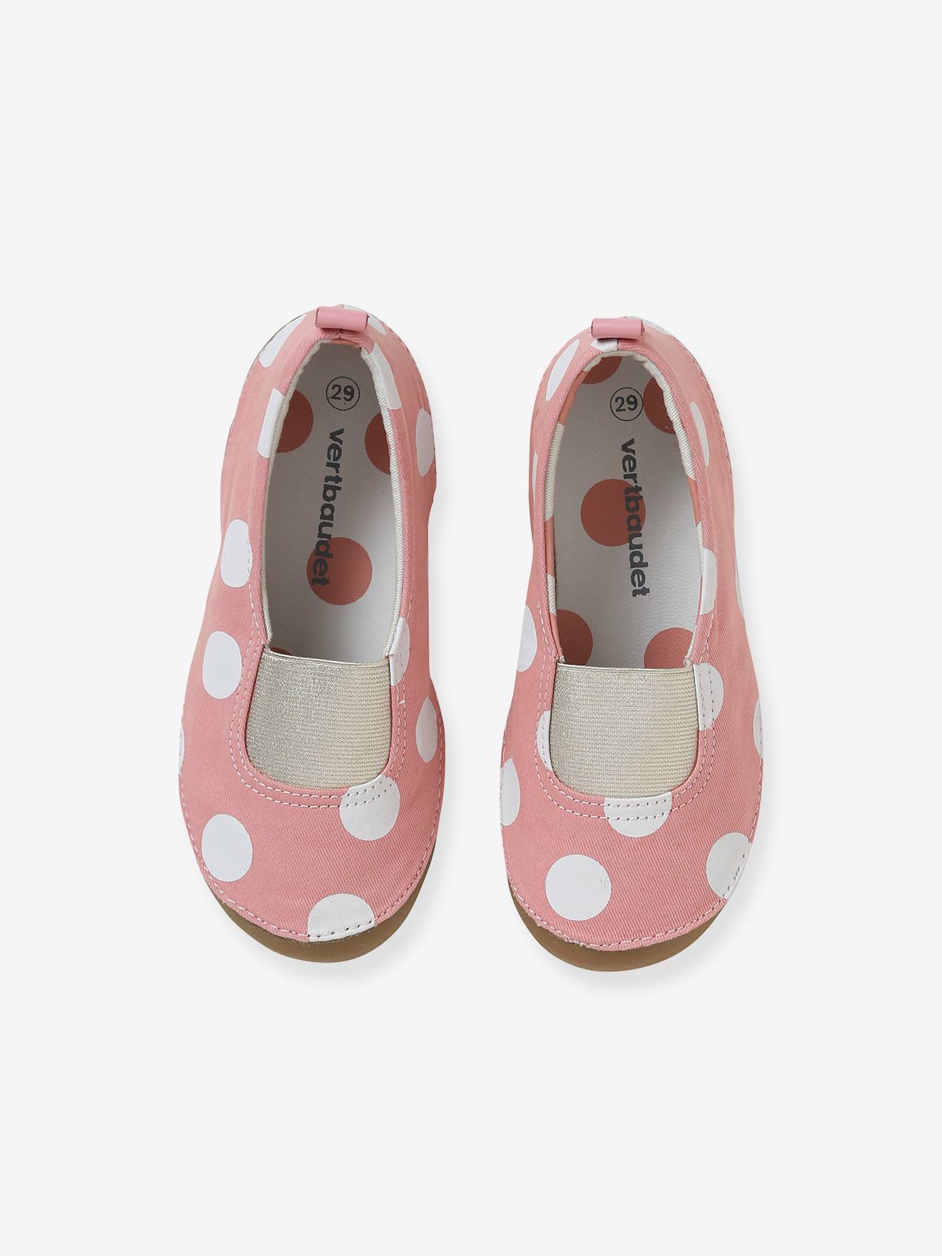 Pantufas de lona com tiras elásticas, para meninas, tamanho médio, estampa rosa.