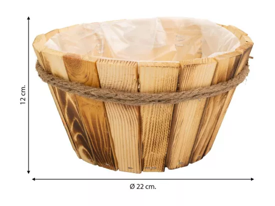 Panier en bois et corde marron d22x12h