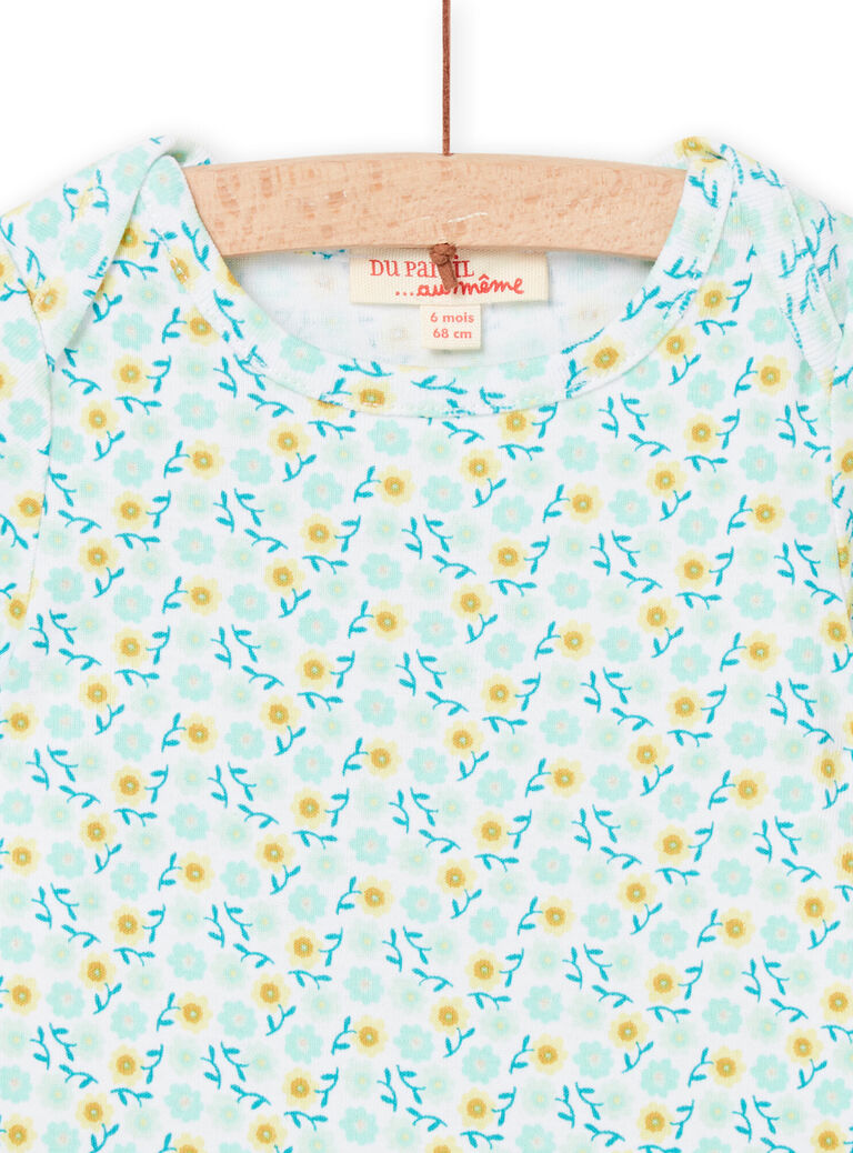 Body écru, bleu et jaune bébé fille