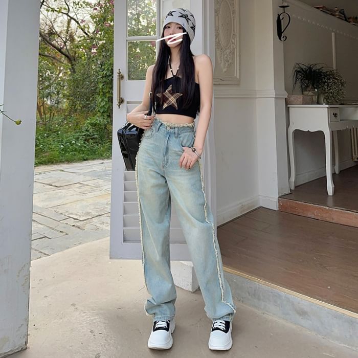 Denimot - High Rise Washed Wide Leg Jeans (diverse designs)
