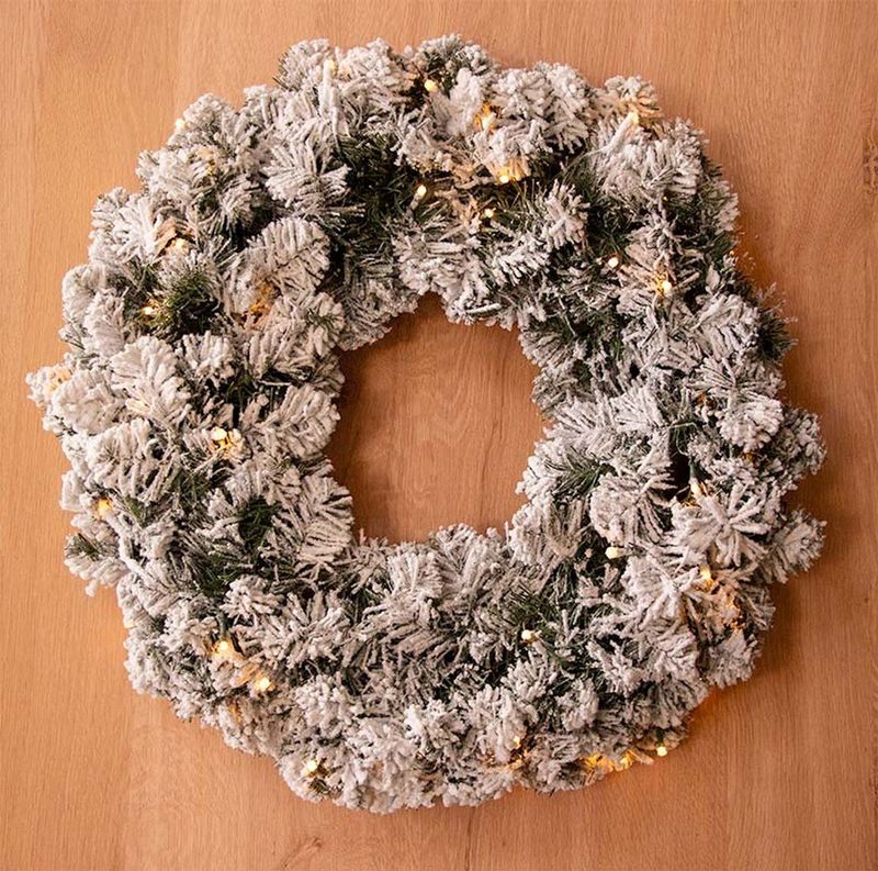 Kerstkrans / Deurkrans 60CM met LED verlichting en sneeuweffect - 50 lampjes