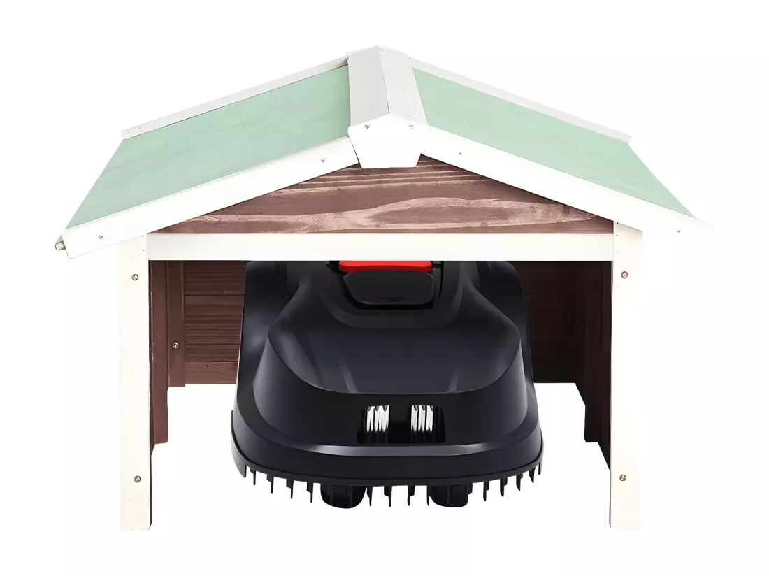 Prolenta Premium - Garage de tondeuse à gazon 72x87x50 cm Moka et blanc Sapin