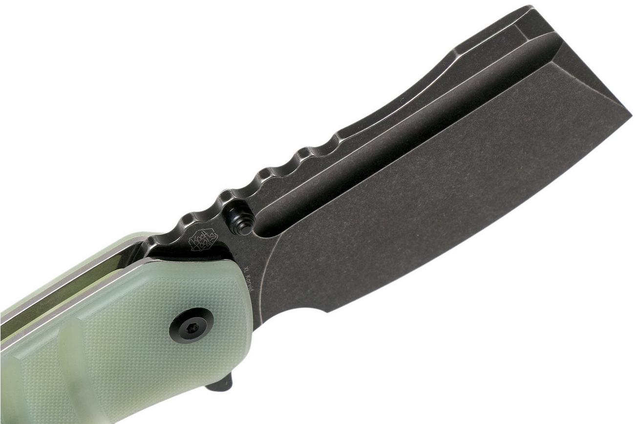 Kansept XL Korvid T1030A3 Blackwashed, Natural G10 zakmes, Justin Koch design