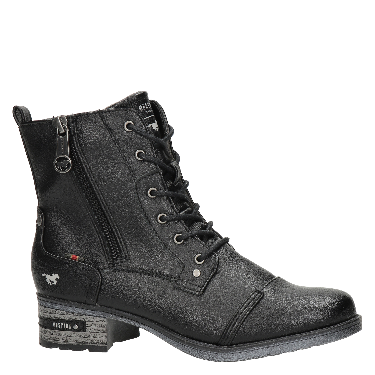 dames veterboot Mustang Zwart