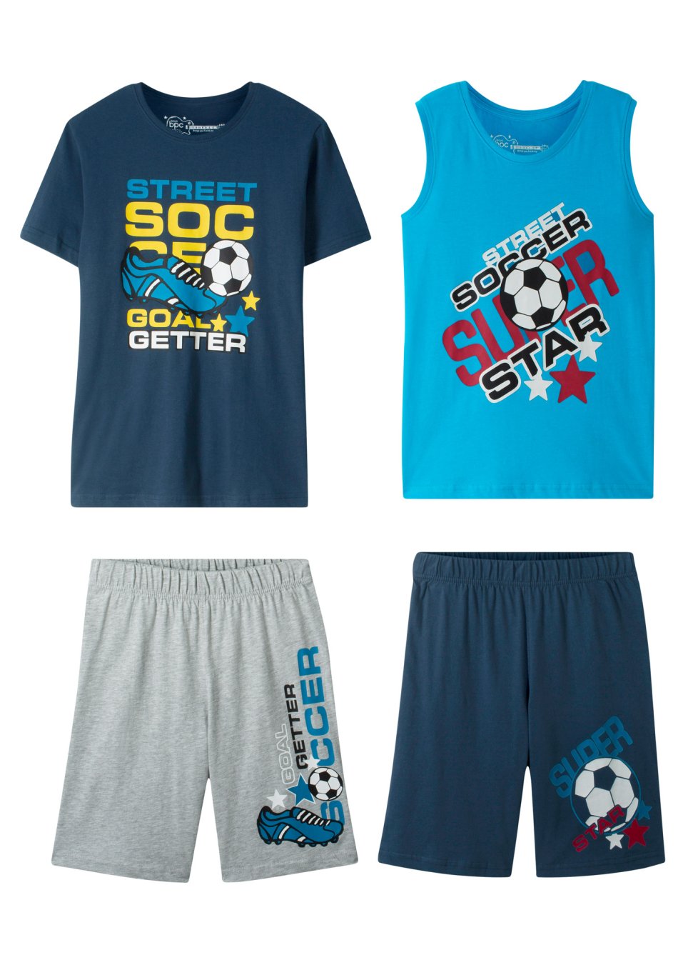 T-shirt + débardeur + bermudas garçon (Ens. 4 pces.)