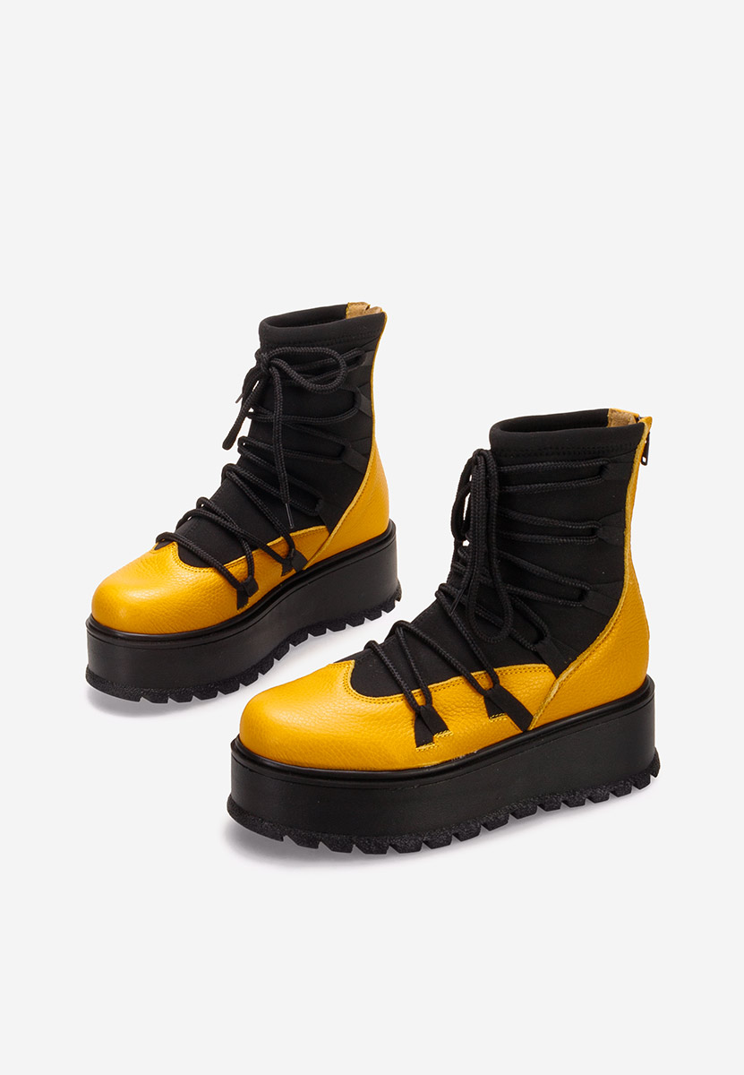 Bottines femme en cuir jaunes Amelia