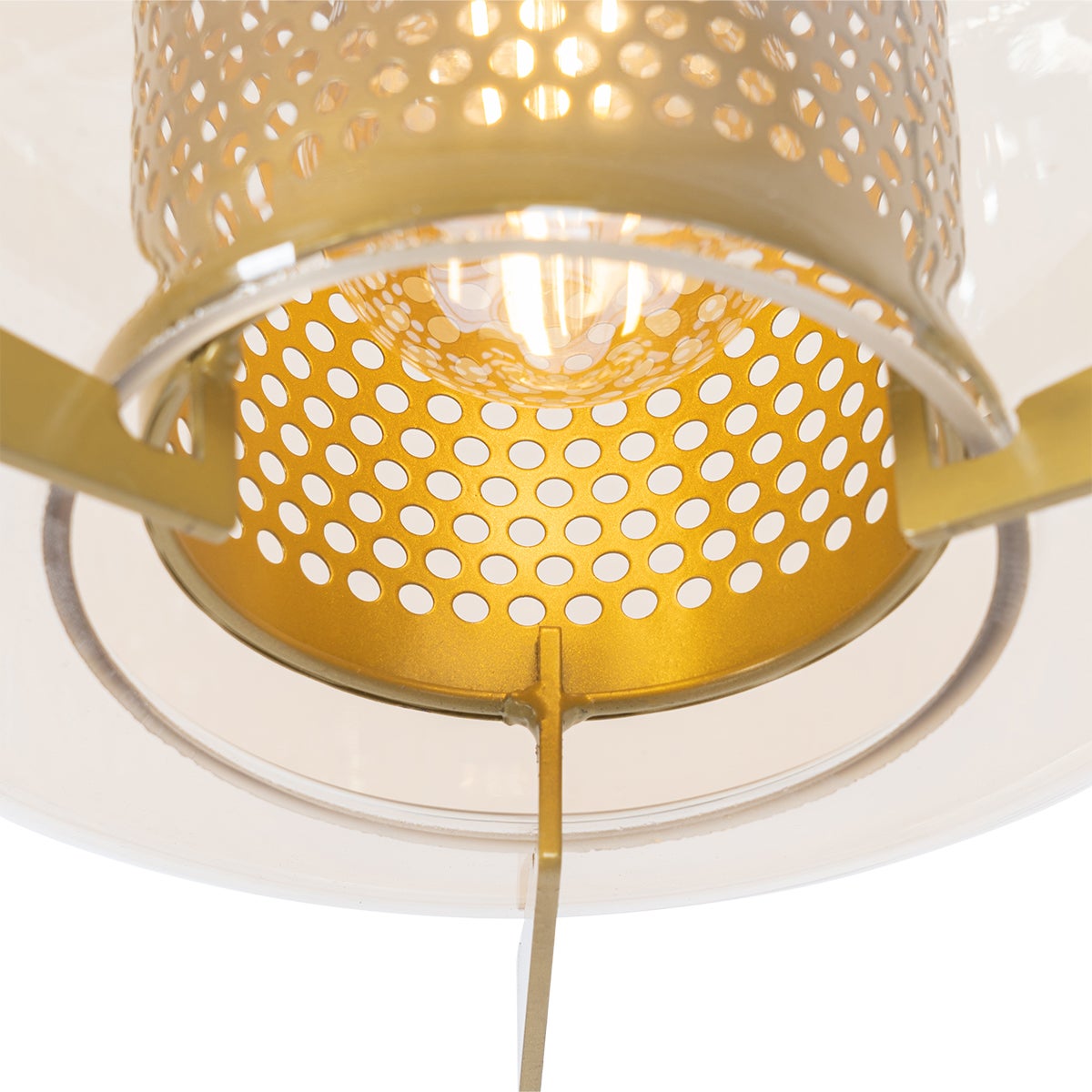 Art Deco hanglamp goud met amberkleurig glas 30 cm - Kevin