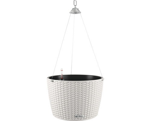 Lechuza Nido Cottage 35 hangpot, kunststof, Ø 35 cm, H 23 cm, lichtgrijs, inclusief zelfbewateringssysteem, substraat en planteninzet