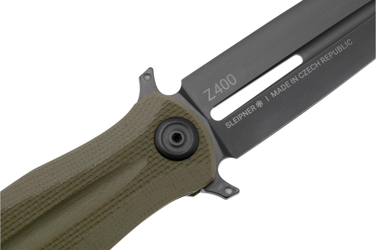 ANV Knives Z400 BB VZ400-017 Black DLC Sleipner, Olive G10, zakmes