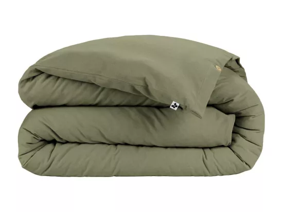 HEDDA - Housse de Couette 200x200cm Flanelle de Coton Coloris Romarin