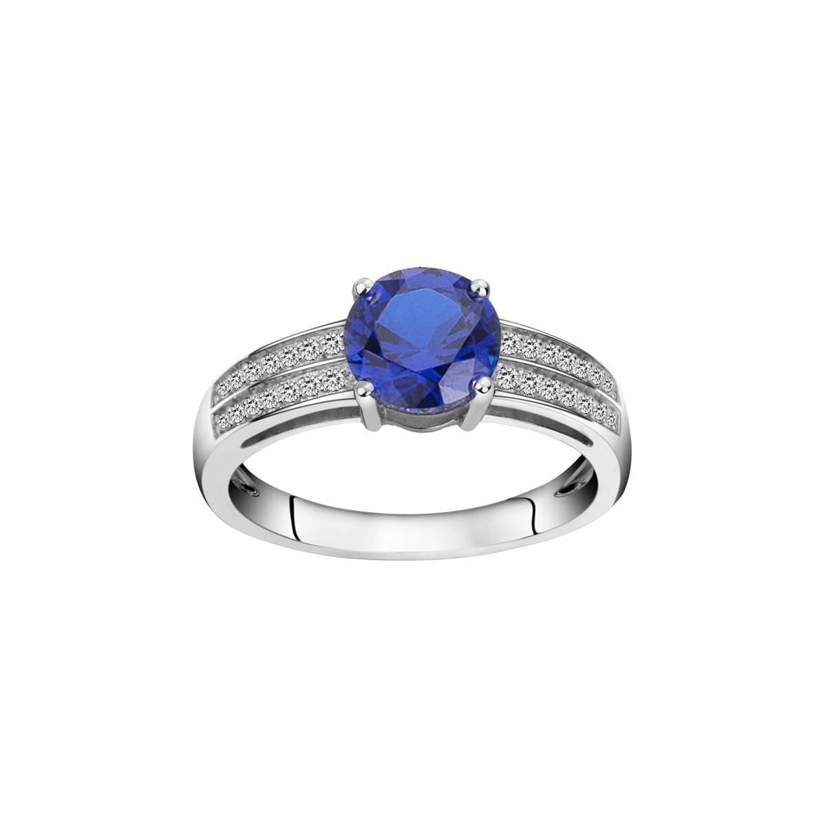 Bague de fiançailles en Argent avec spinelle bleu saphir
