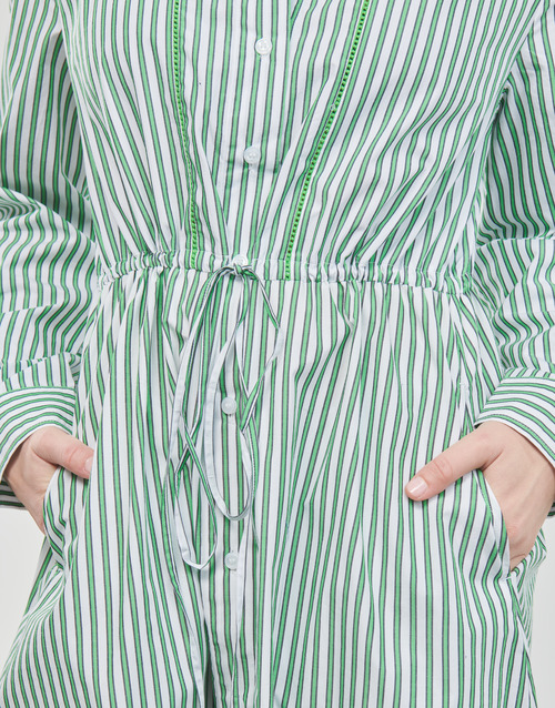 Tommy Hilfiger - ORG CO STRIPE MIDI SHIRT-DRESS - Blanc / Vert