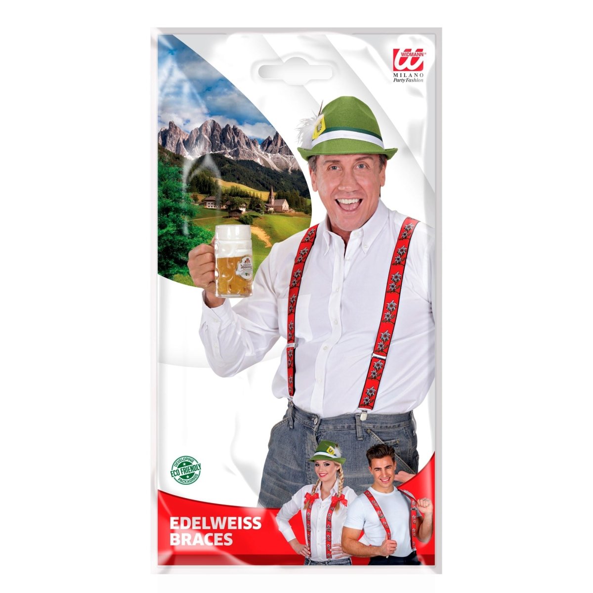 Oktoberfest Bretels Rood Met Edelweiss