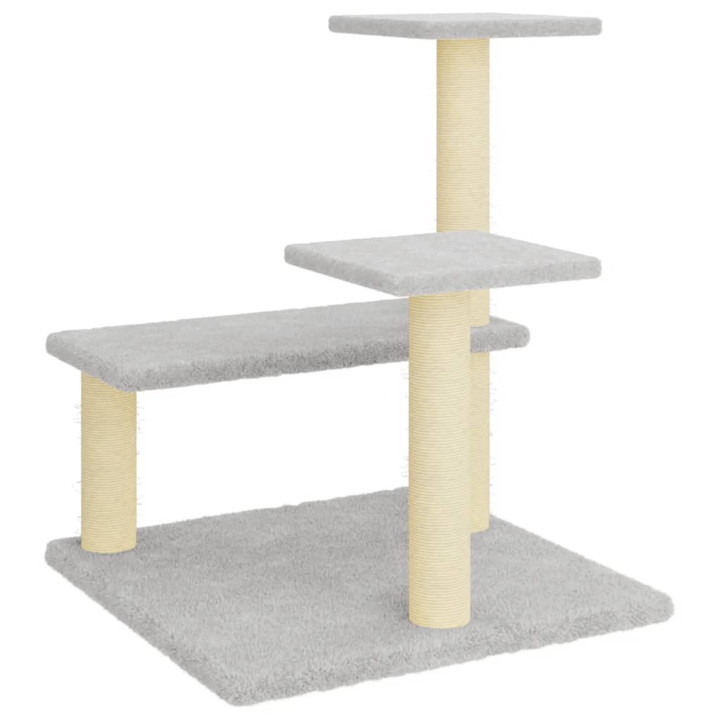 Arranhador para gatos vidaXL com postes de sisal cinza claro, 61 cm
