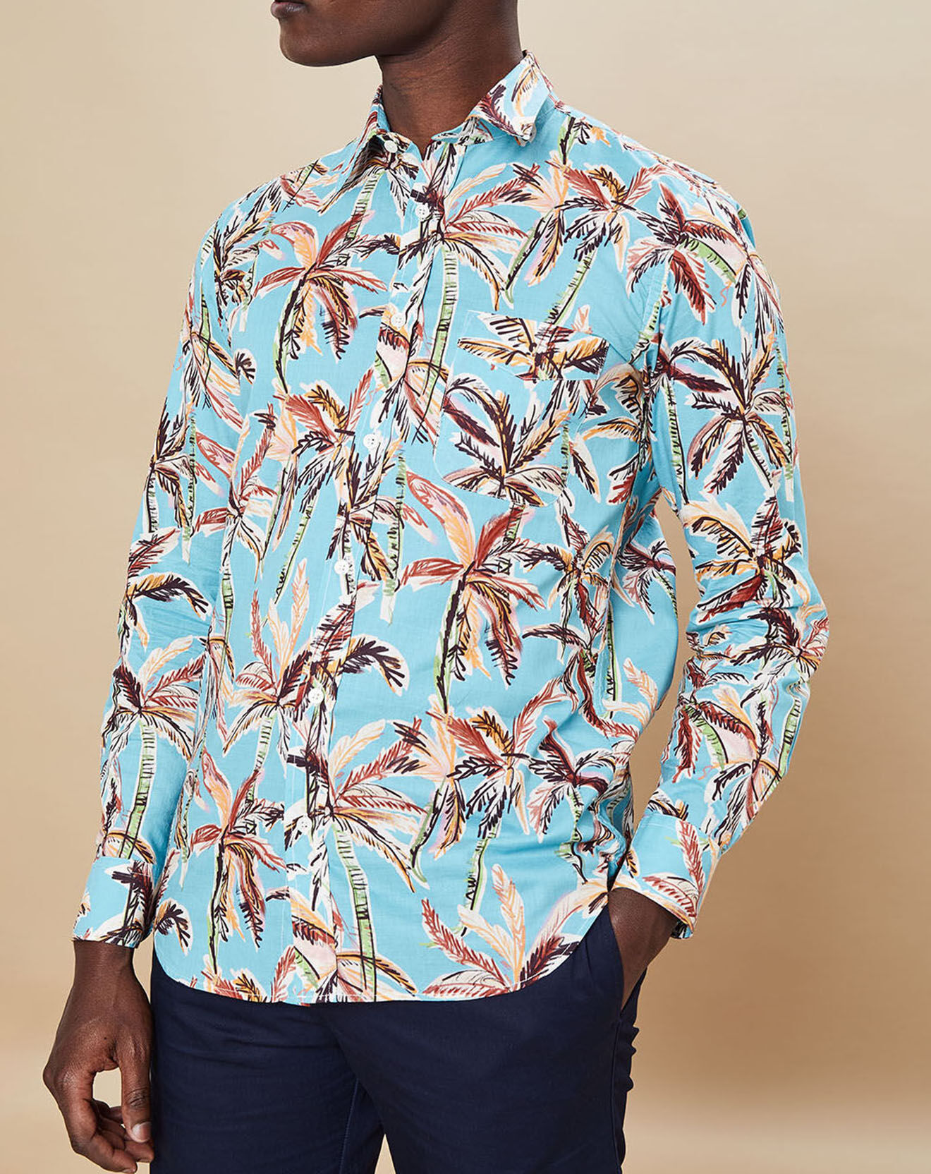 Hartford Chemise Slim Fit Storm imprimée bleu aqua