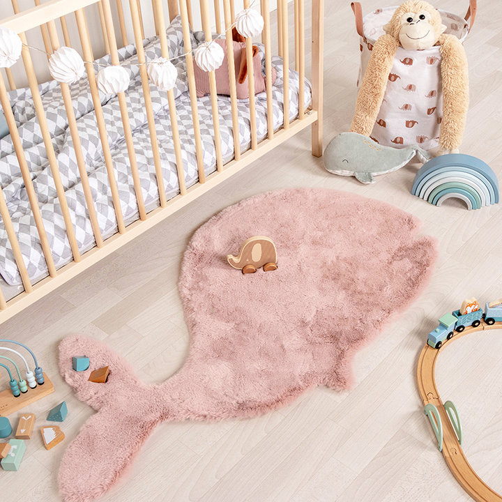 Kindervloerkleed - Huggy Walvis Roze | Super fluffy!