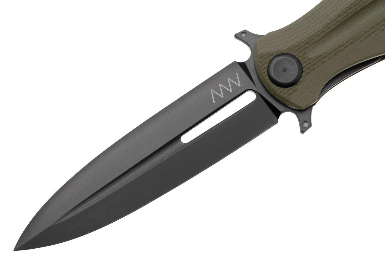 ANV Knives Z400 BB VZ400-017 Black DLC Sleipner, Olive G10, zakmes