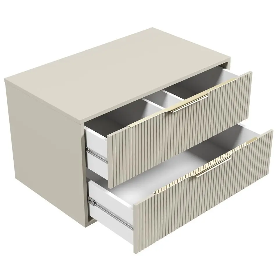 Badplaats Wastafelkast Rimini 80 cm – Beige – Hangend Badmeubel met 2 Lades en
