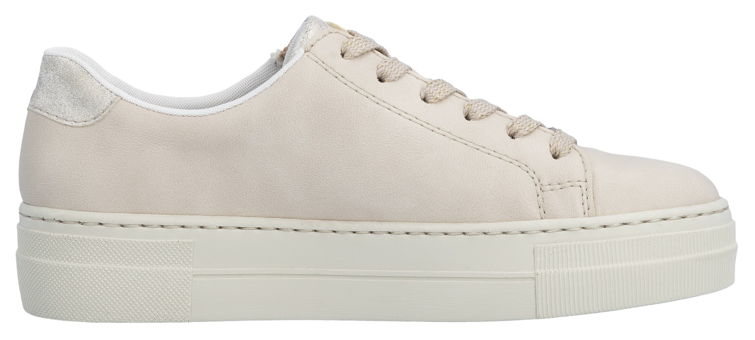 Rieker Plateausneaker  mit goldfarbenem Reissverschluss, Freizeitschuh, Halbschuh, Schnürschuh