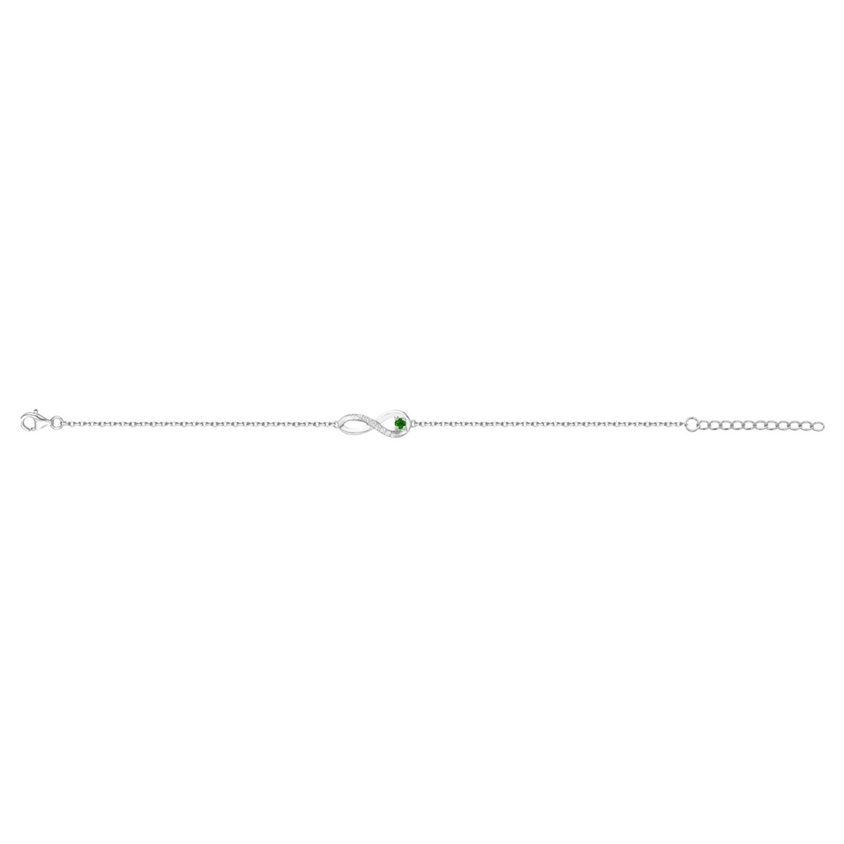 Bracelet souple mono-motif en Argent avec oxyde de zirconium vert emeraude